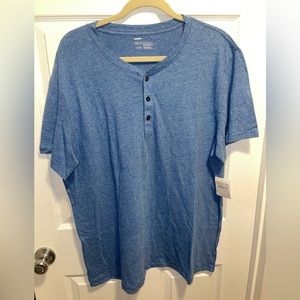 NWT Nordstrom Public Opinion Men's Blue Heather Button Short Sleeve Shirt Sz XXL